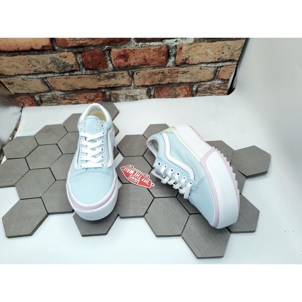 Vans Old Skool Stacked Pastel Multi Blue Platform Women 5 / GS Girl 3.5 New - Picture 10 of 11